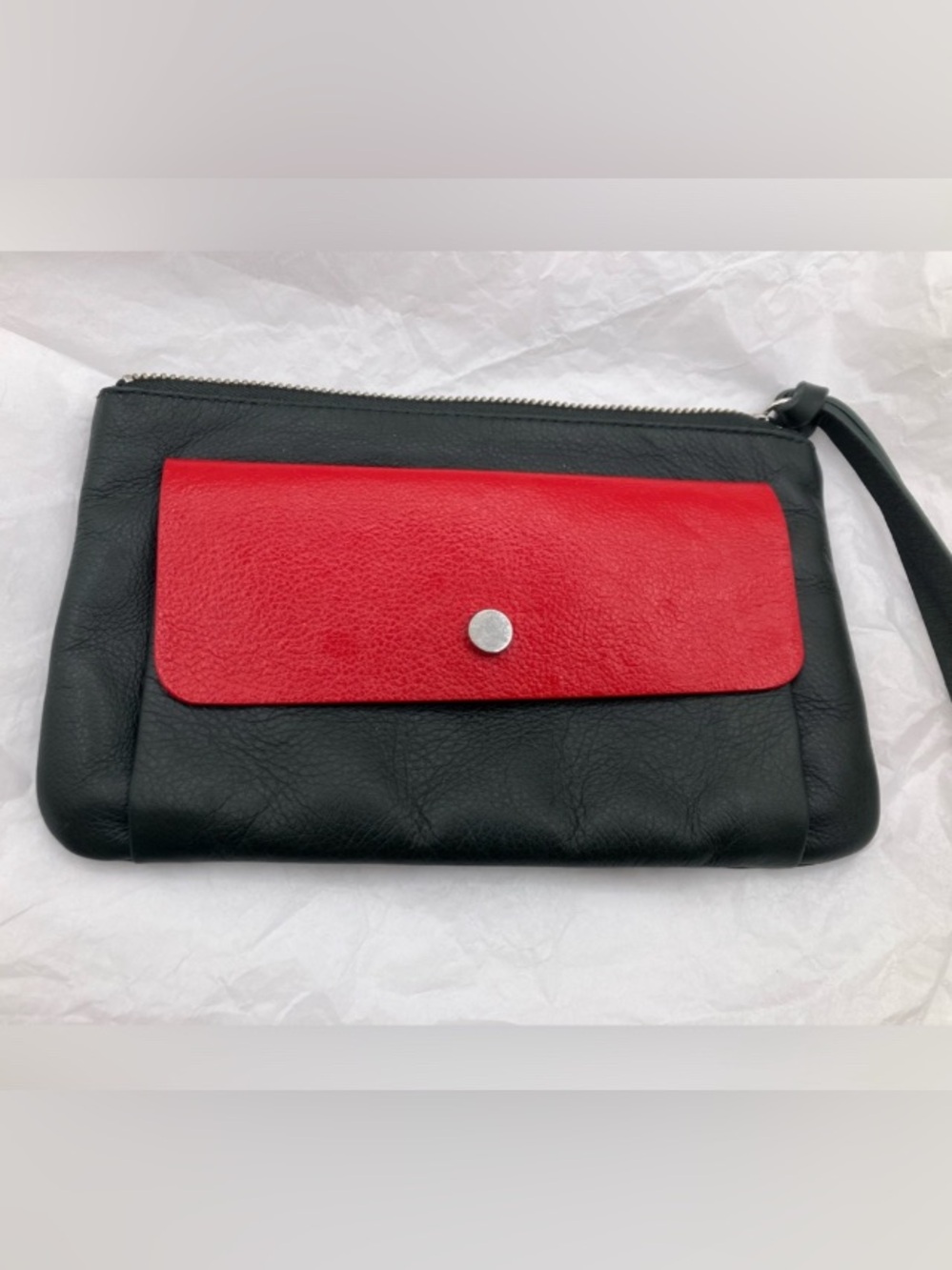 COS dark green and Red Wristlet Clutch